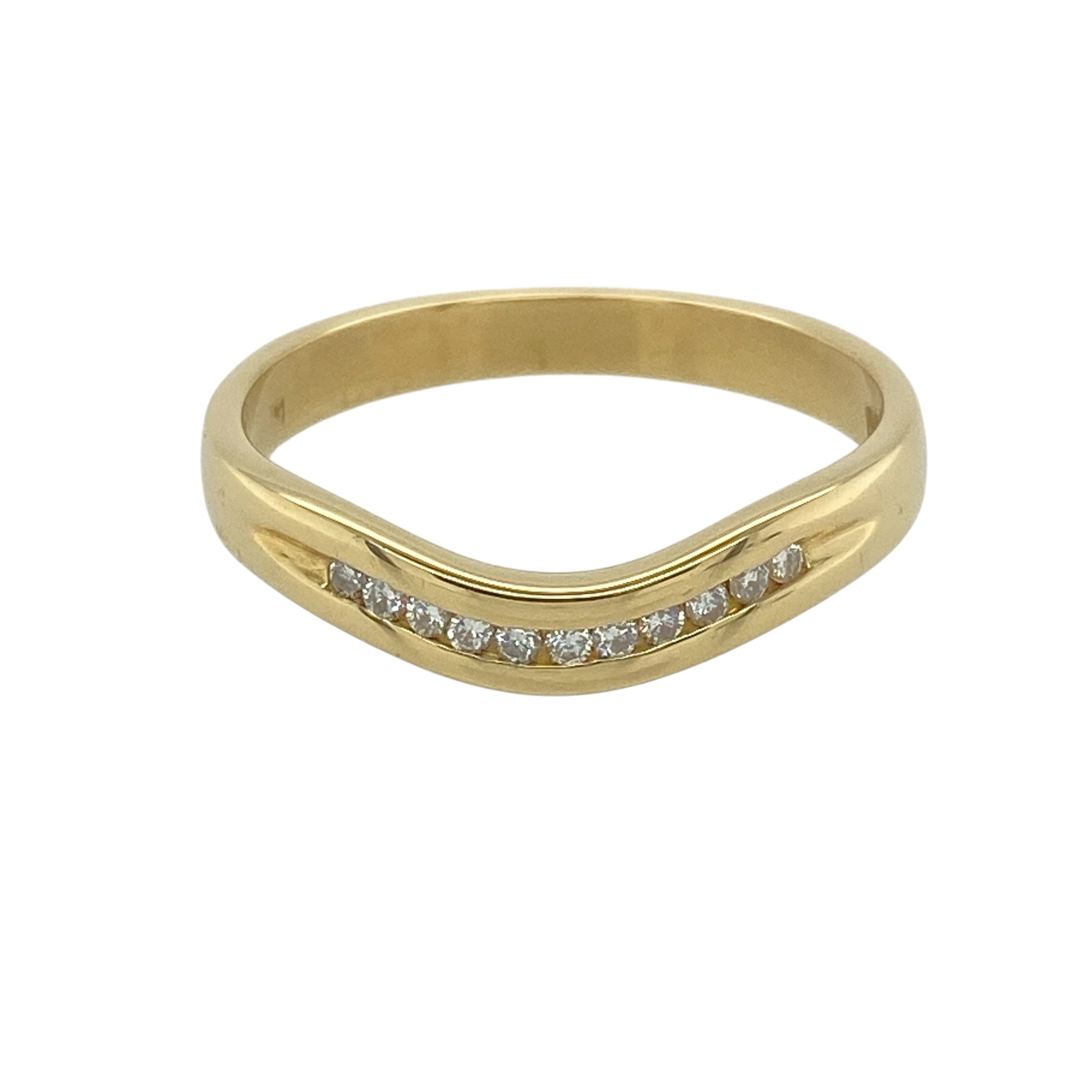 18ct Gold & Diamond Curved Wishbone Ring