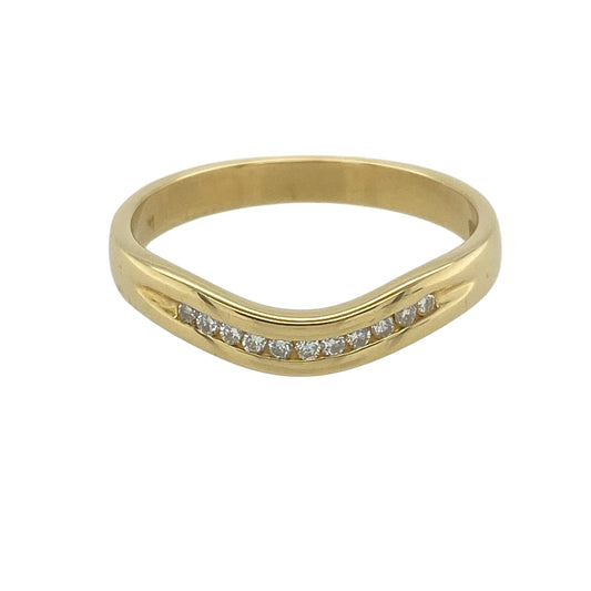 18ct Gold & Diamond Curved Wishbone Ring