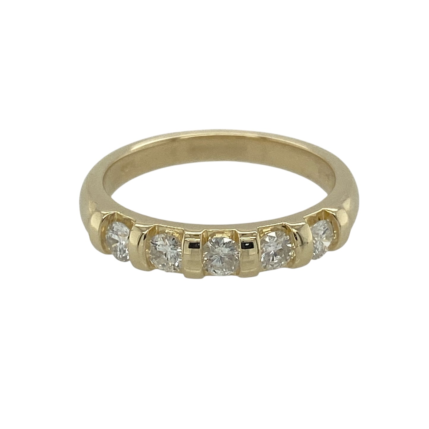 9ct Gold & Diamond Five Stone Band Ring