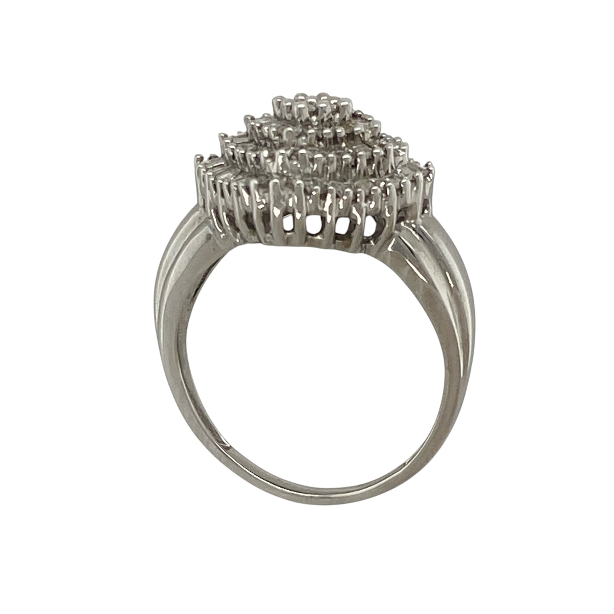 9ct White Gold & Diamond Square Cluster Ring