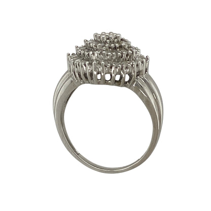9ct White Gold & Diamond Square Cluster Ring