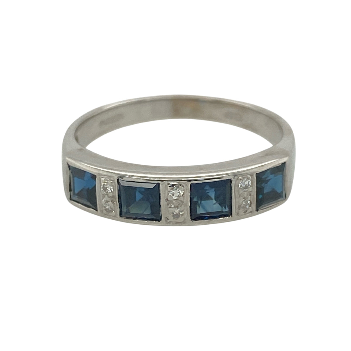 18ct White Gold Diamond & Sapphire Band Ring