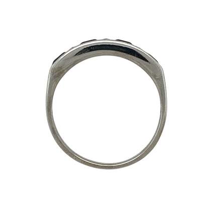 18ct White Gold Diamond & Sapphire Band Ring