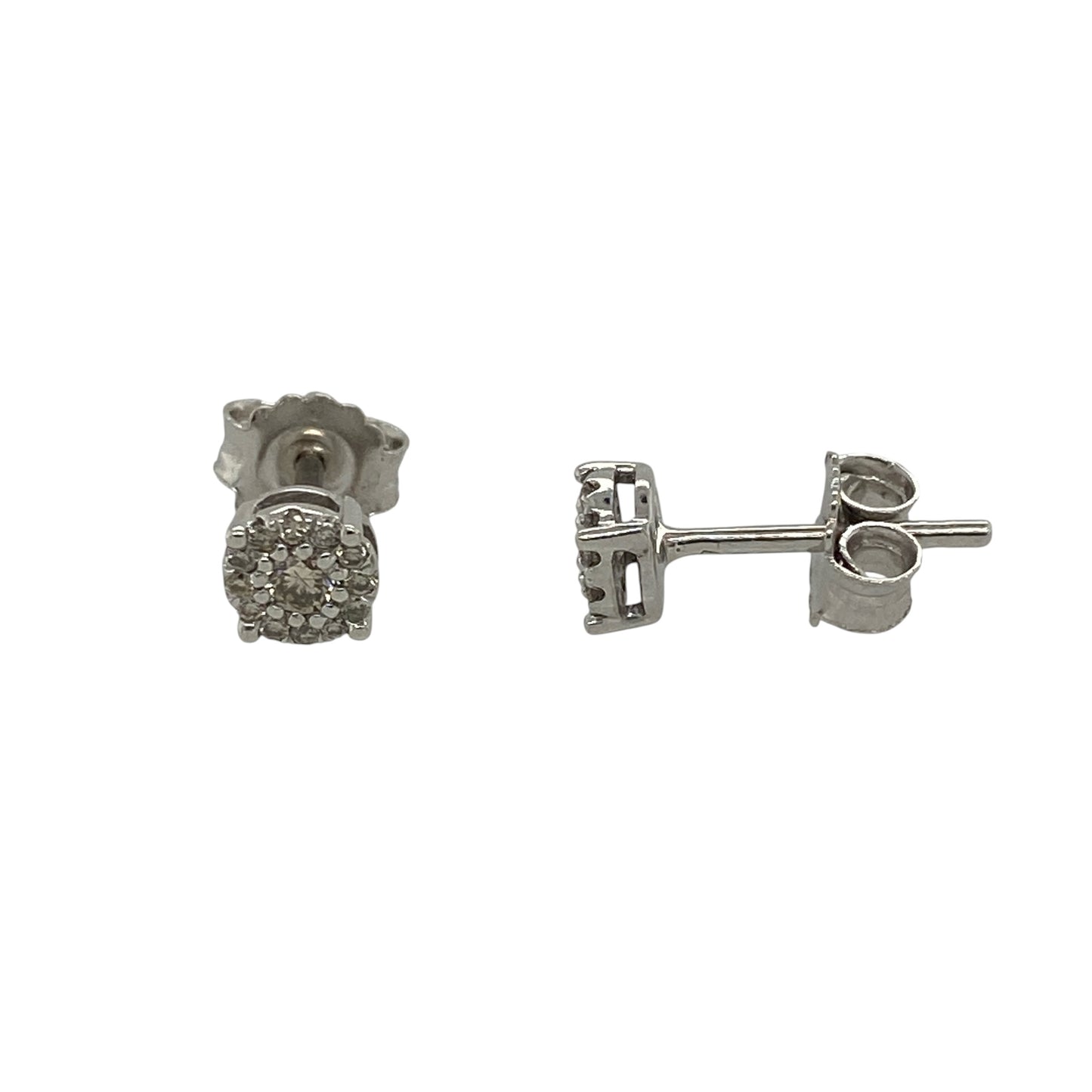 9ct White Gold & Diamond Cluster Stud Earrings