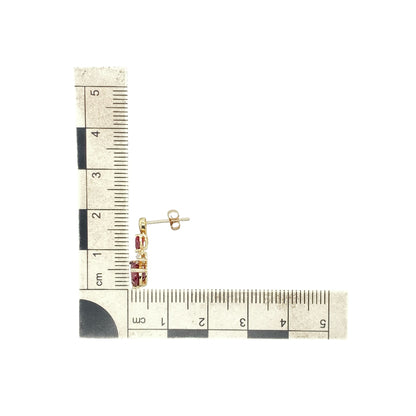9ct Gold Diamond & Ruby Heart Drop Earrings