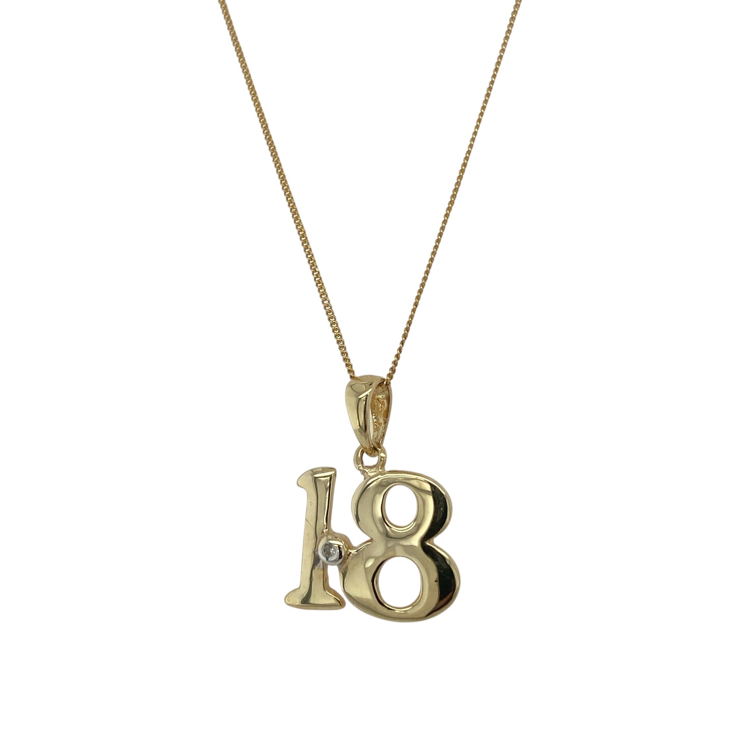9ct Gold & Diamond '18' 18" Necklace