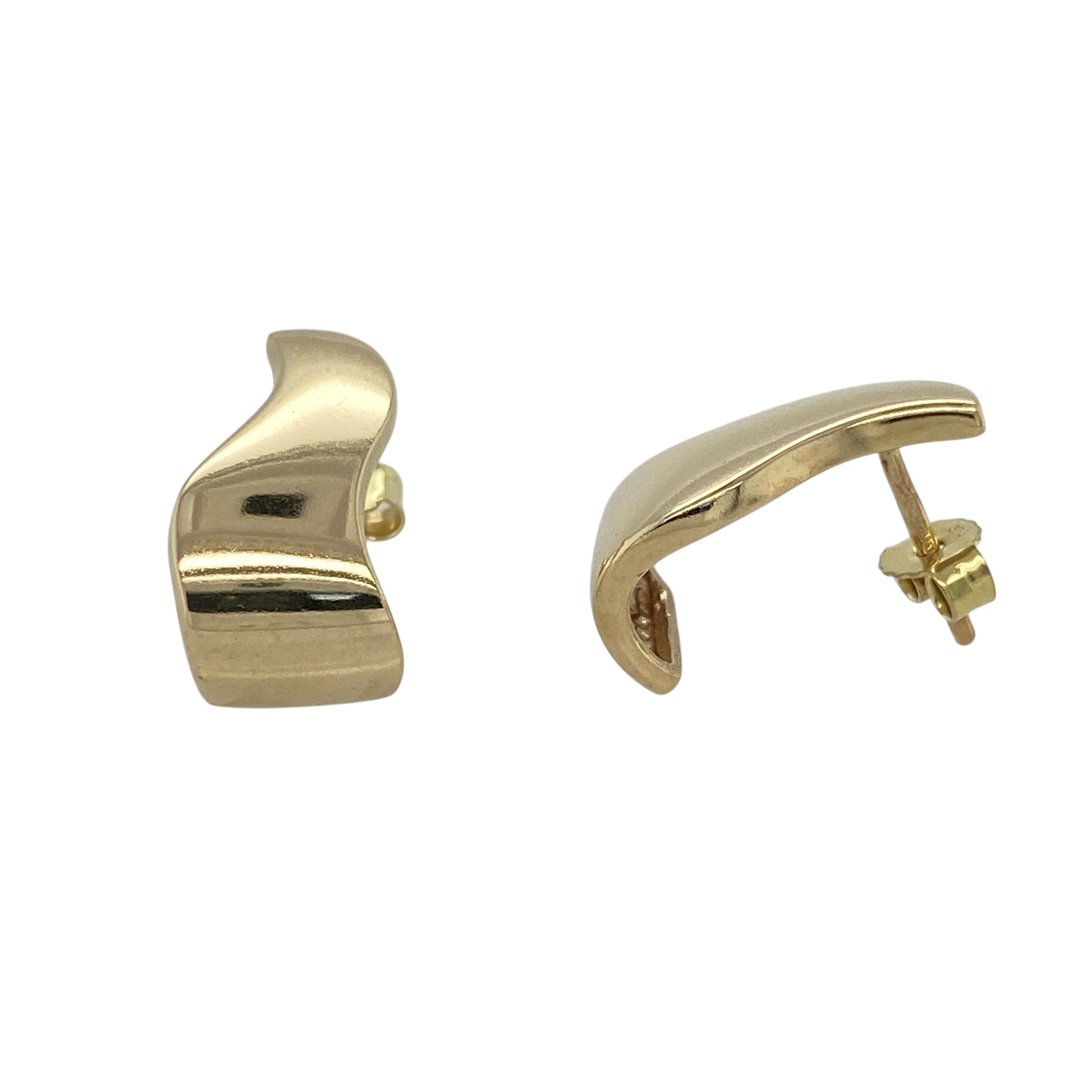 9ct Gold Wave Stud Earrings