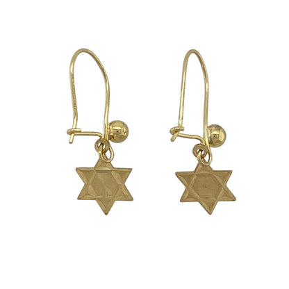 9ct Gold Star of David Drop Earrings