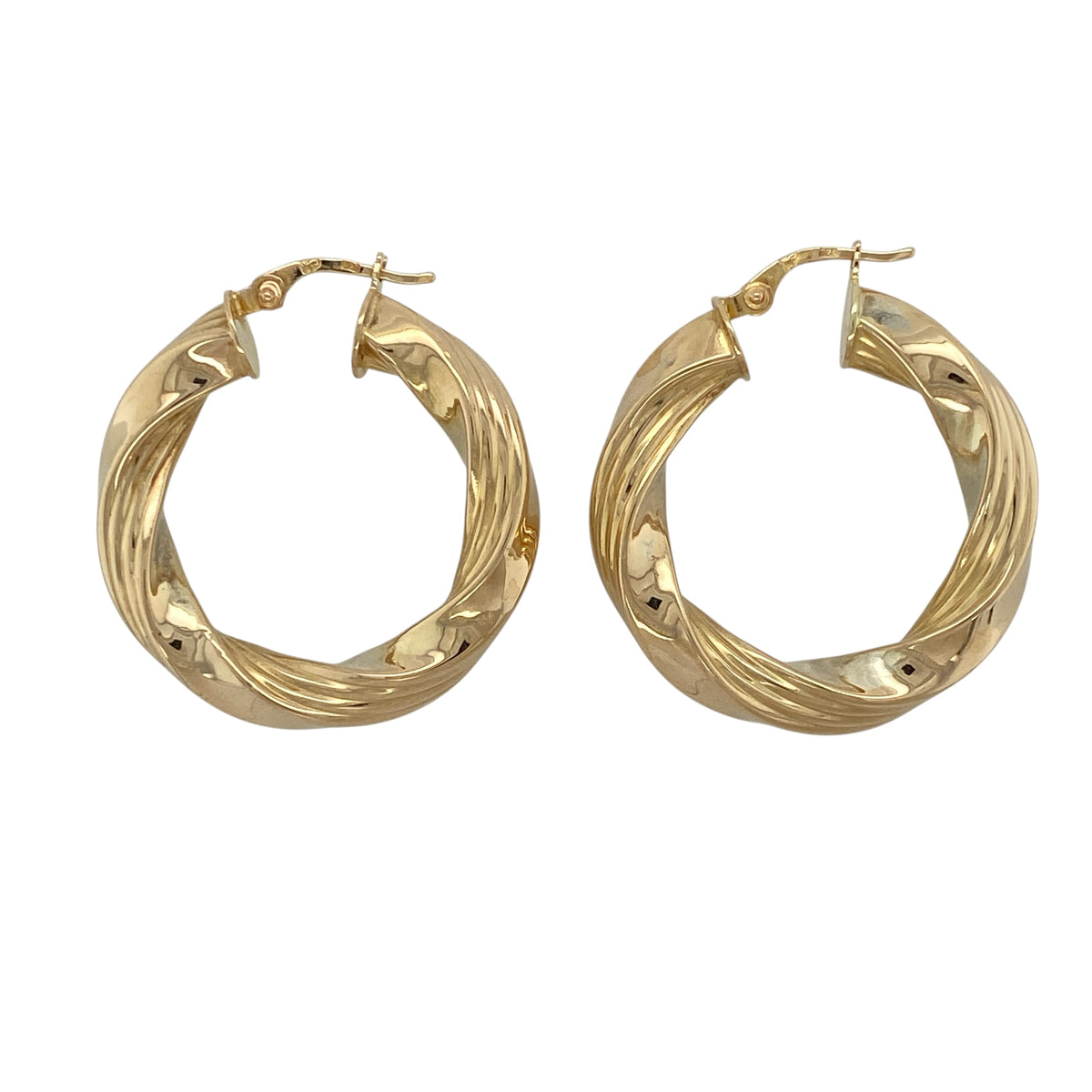 9ct Gold Twisted Hoop Creole Earrings