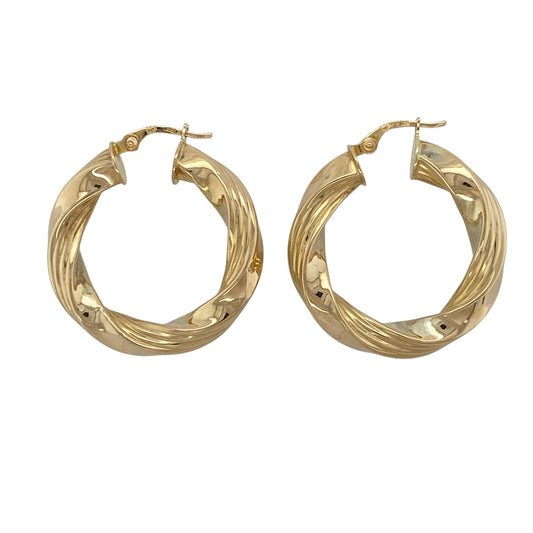 9ct Gold Twisted Hoop Creole Earrings