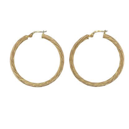 9ct Gold Twisted Hoop Creole Earrings