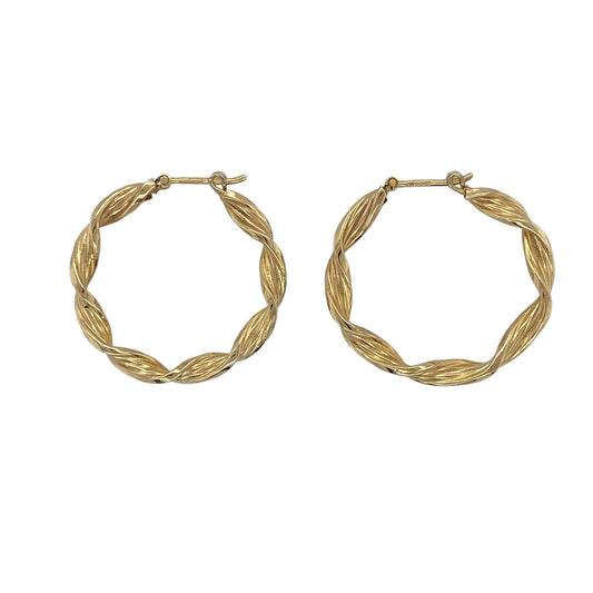 9ct Gold Twisted Hoop Creole Earrings