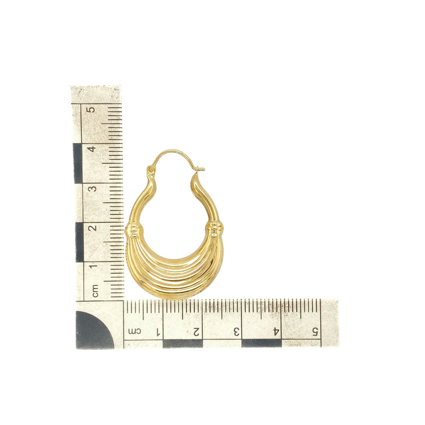 9ct Gold Textured Oval Creole Earrings