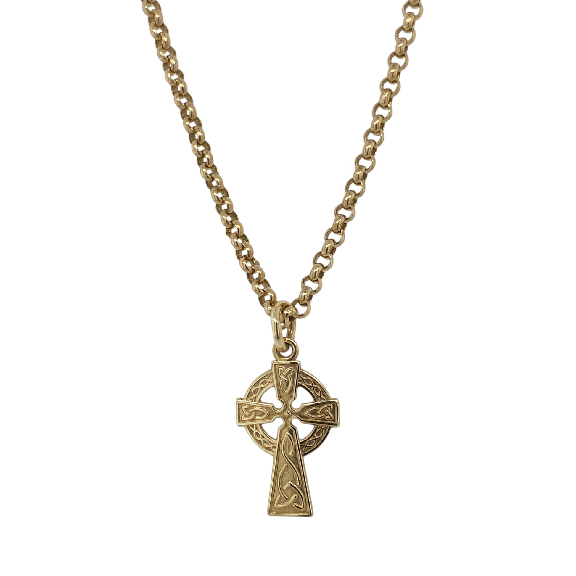9ct Gold Patterned Celtic Cross 18" Necklace