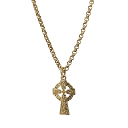 9ct Gold Patterned Celtic Cross 18" Necklace