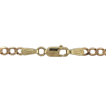 This pre-owned 9ct yellow gold curb chain is a timeless jewellery essential, offering a classic design that never goes out of style.

Design: Featuring the ever-popular curb link pattern, this 22-inch chain has a polished finish that provides a sleek and versatile look. Measuring approximately 3mm wide, it is substantial enough to wear on its own or paired with a favourite pendant.
Material: Made from 9-carat yellow gold.
Chain Detail: 22-inch curb chain with links measuring approximately 3mm wide.