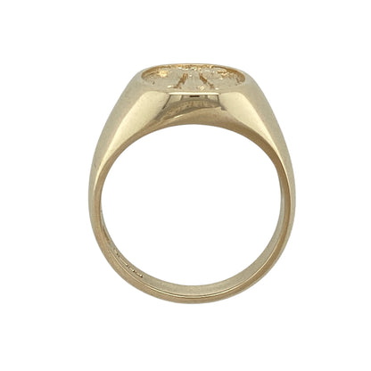 9ct Gold Welsh Three Feathers Oval Signet Ring