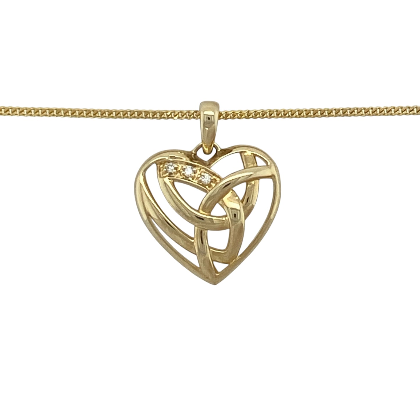 This pre-owned 9ct yellow gold diamond Clogau Eternal Love heart pendant necklace is a beautiful symbol of love, combining elegant design with renowned Welsh heritage.

Design: Featuring Clogau's elegant Eternal Love heart pendant, this timeless piece is accented with sparkling diamonds and suspended from an 18-inch fine curb chain. The pendant measures approximately 1.8cm long including the bail, creating a delicate and meaningful design that is perfect for everyday wear or gifting.