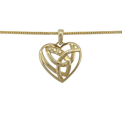 This pre-owned 9ct yellow gold diamond Clogau Eternal Love heart pendant necklace is a beautiful symbol of love, combining elegant design with renowned Welsh heritage.

Design: Featuring Clogau's elegant Eternal Love heart pendant, this timeless piece is accented with sparkling diamonds and suspended from an 18-inch fine curb chain. The pendant measures approximately 1.8cm long including the bail, creating a delicate and meaningful design that is perfect for everyday wear or gifting.