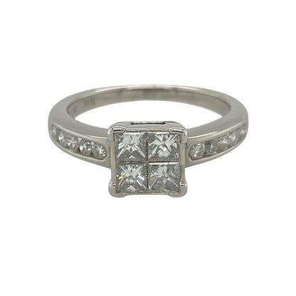 18ct White Gold & Diamond Illusion Set Solitaire Ring