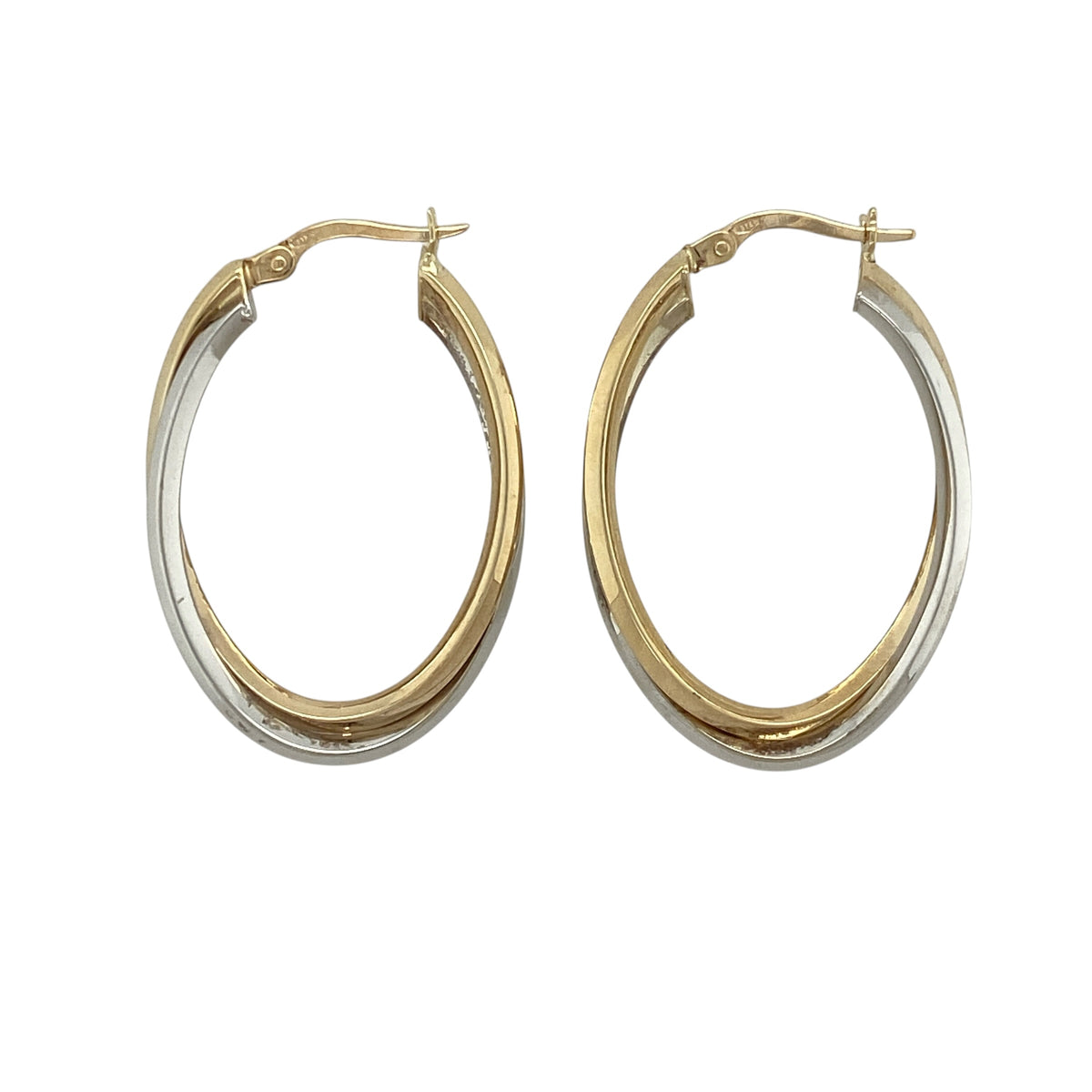 9ct Gold Oval Creole Earrings
