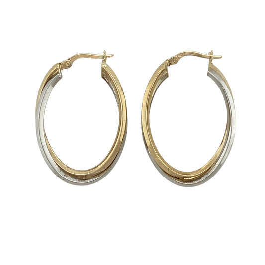 9ct Gold Oval Creole Earrings