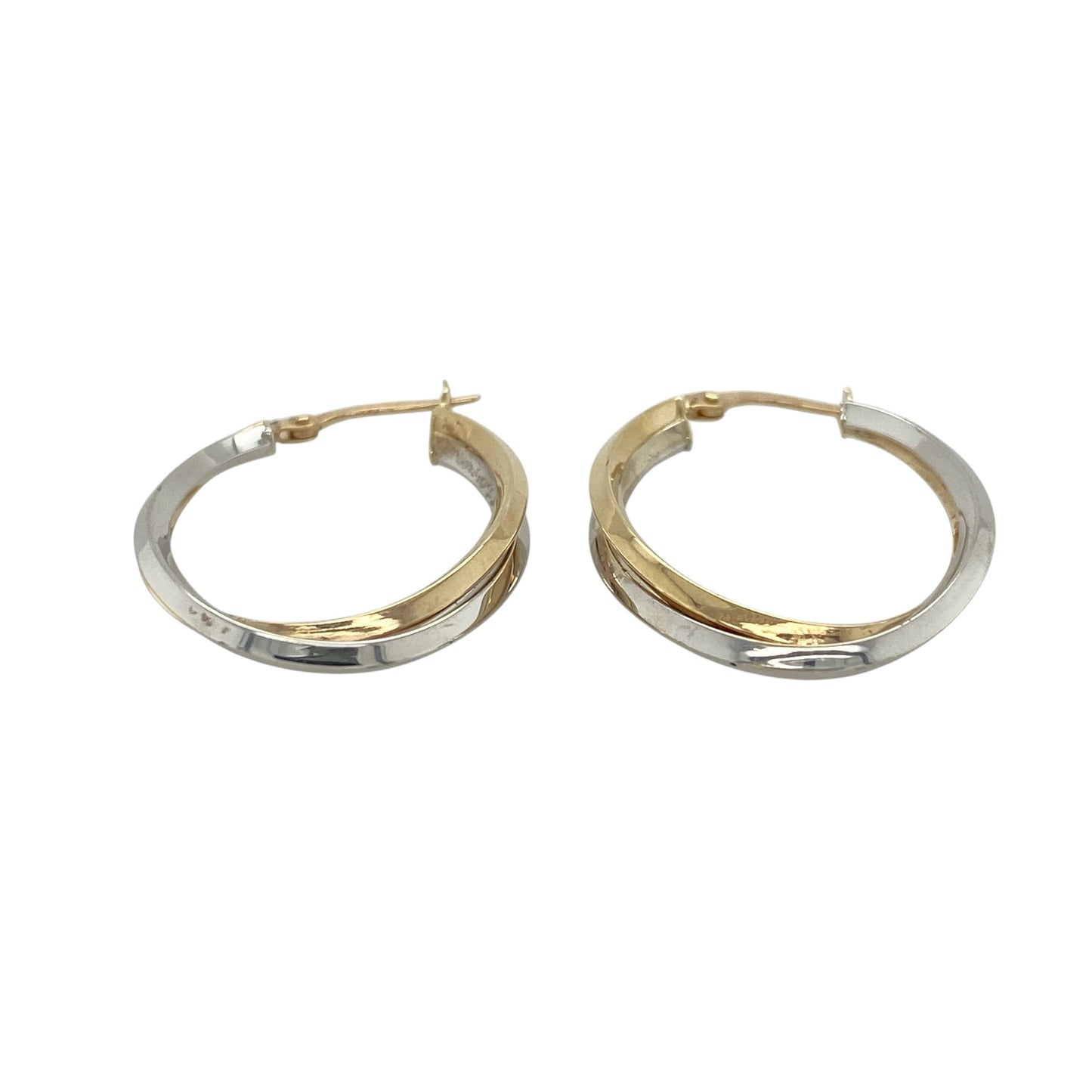 This pair of pre-owned 9ct yellow and white gold double oval twist creole earrings offers a timeless two-tone design with elegant contemporary styling.

Design: Featuring two intertwined oval hoops in contrasting yellow and white gold, these creole earrings create a beautiful twisted effect that catches the light from every angle. Their polished finish and versatile design make them perfect for everyday wear or adding a touch of sophistication to special occasions.