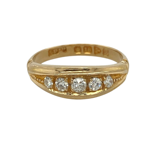 18ct Gold & Diamond Five Stone Band Ring