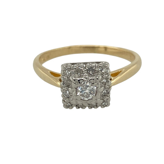 18ct Gold & Platinum Diamond Cluster Ring