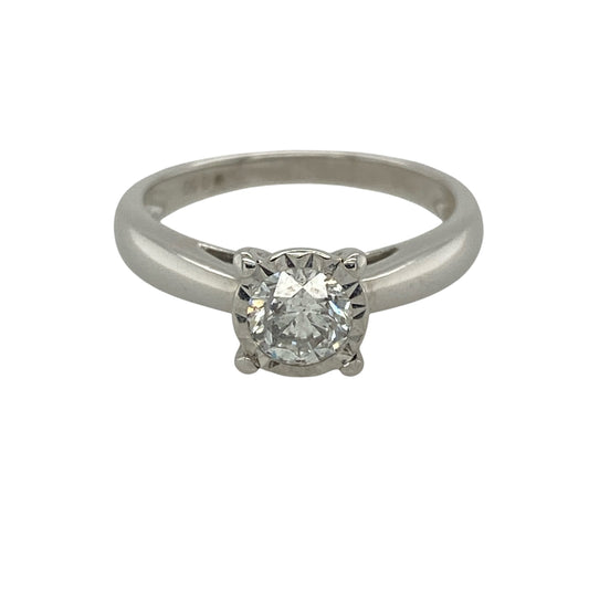 18ct White Gold & Diamond Illusion Set Solitaire Ring