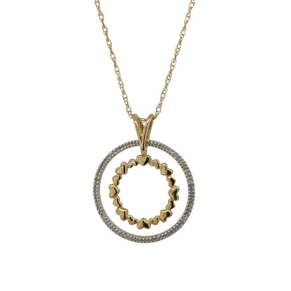 9ct Gold & Diamond Heart Circle 18" Necklace