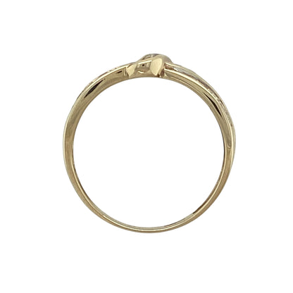 9ct Gold Diamond & Ruby Crossover Band Ring