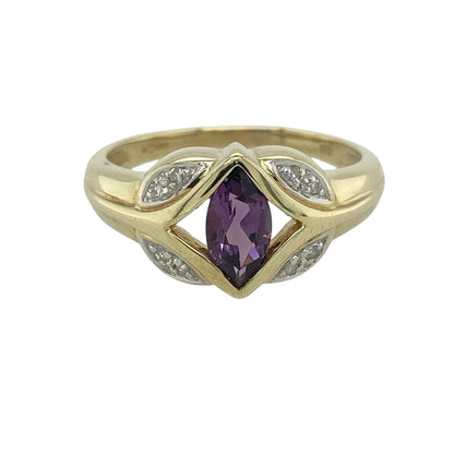 9ct Gold Diamond & Amethyst Ring
