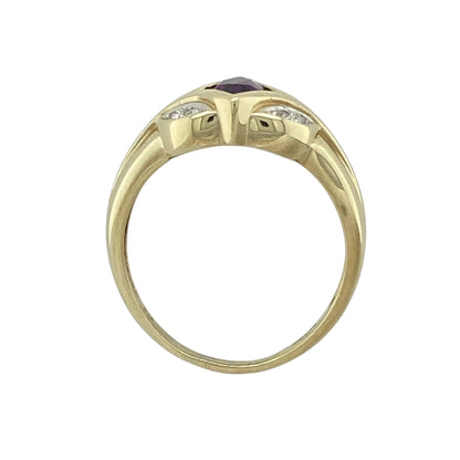 9ct Gold Diamond & Amethyst Ring