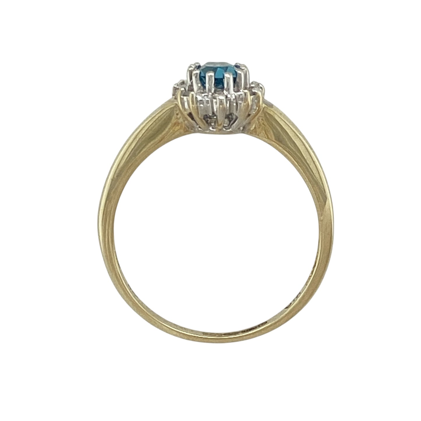 9ct Gold Diamond & Blue Topaz Cluster Ring