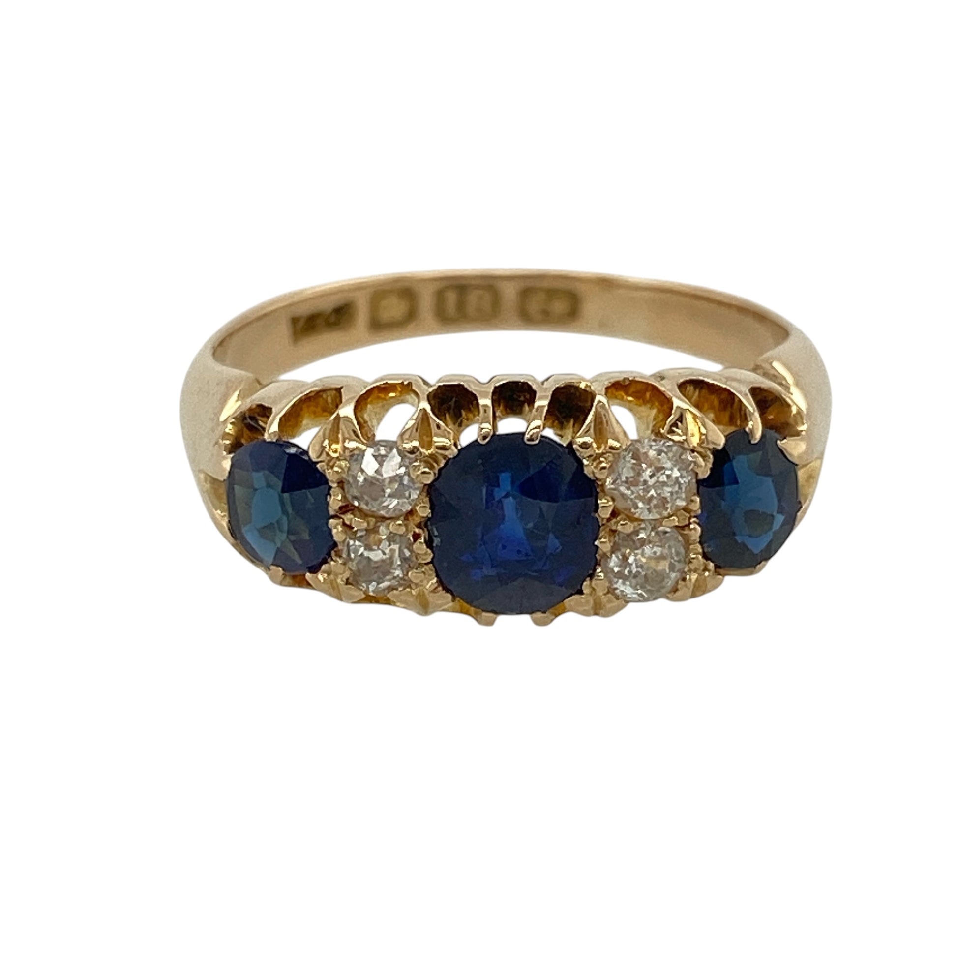 18ct Gold Diamond & Sapphire Vintage Style Ring