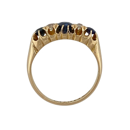 18ct Gold Diamond & Sapphire Vintage Style Ring