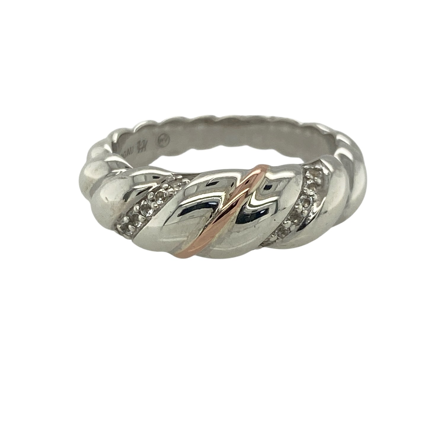 925 Silver & White Topaz Clogau Lovers Twist Band Ring