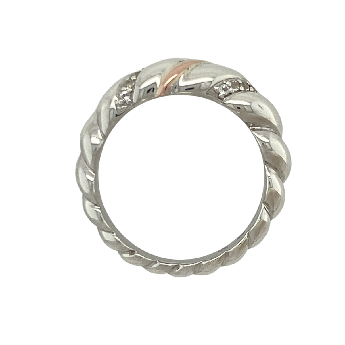 925 Silver & White Topaz Clogau Lovers Twist Band Ring