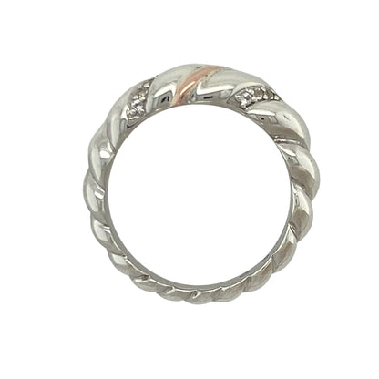 925 Silver & White Topaz Clogau Lovers Twist Band Ring