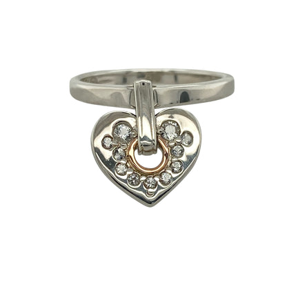 925 Silver & White Topaz Clogau Heart Charm Ring