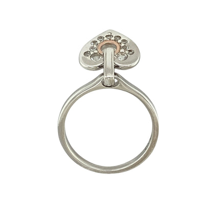 925 Silver & White Topaz Clogau Heart Charm Ring