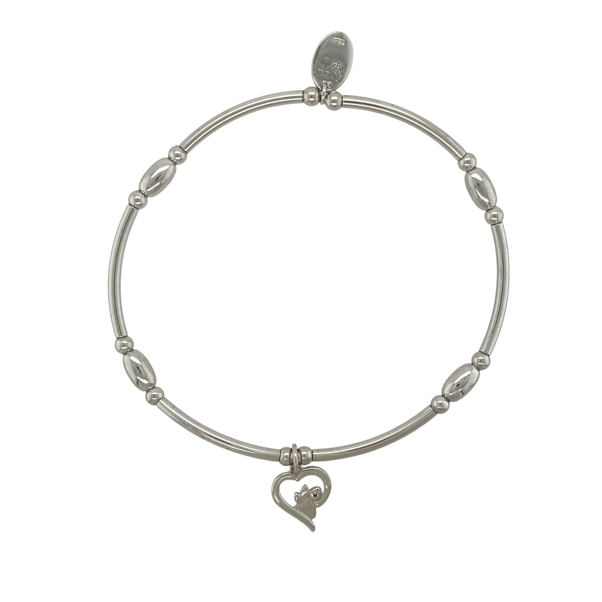 This pre-owned Clogau Affinity Pawprint Heart bracelet is a charming sterling silver design, combining a comfortable stretchy style with a meaningful pawprint and heart motif.

Design: Featuring the Clogau Affinity design with a pawprint heart detail, this bracelet offers a meaningful way to celebrate a much-loved pet. The stretchy design makes it easy to wear, while the polished silver finish gives it a simple and versatile look for everyday styling.
Material: Made from 925 sterling silver.
