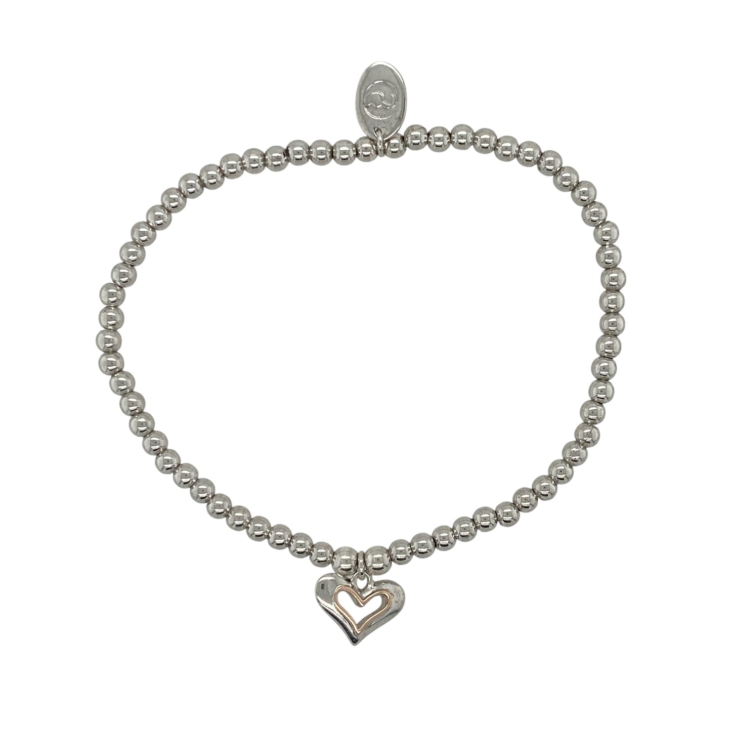 925 Silver Clogau Heart Stretchy Beaded Bracelet