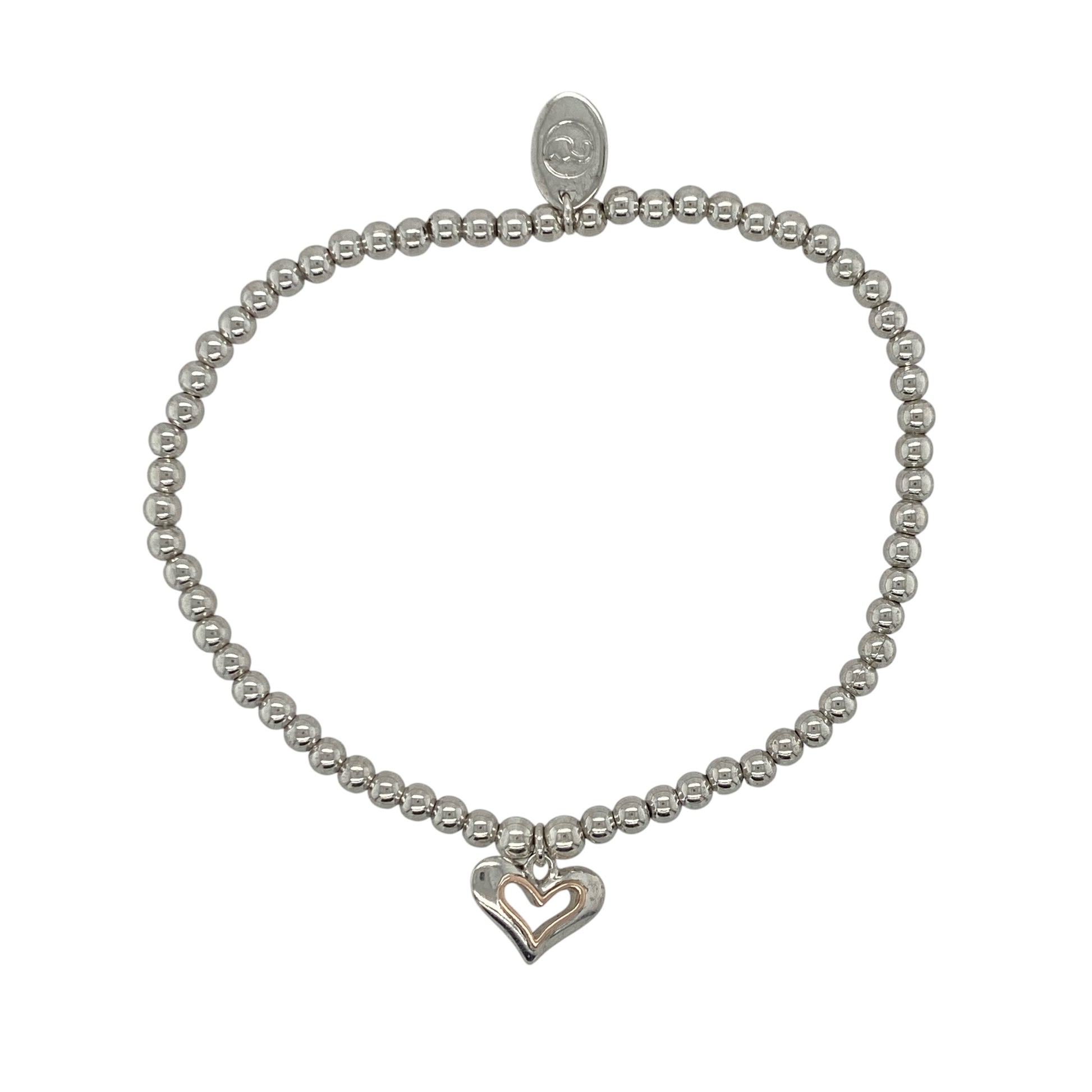 925 Silver Clogau Heart Stretchy Beaded Bracelet