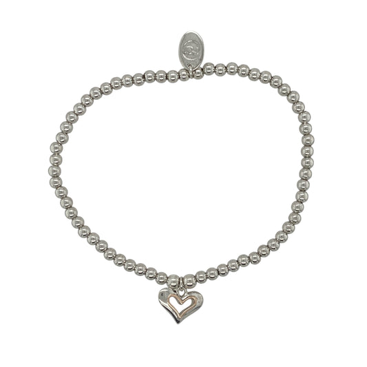 925 Silver Clogau Heart Stretchy Beaded Bracelet