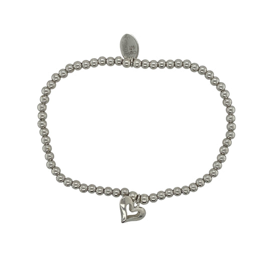 This pre-owned Clogau heart bracelet is a beautiful sterling silver and 9ct rose gold design, combining a delicate beaded style with a romantic heart detail.

Design: Featuring a charming heart detail with signature 9ct rose gold accents, this Clogau bracelet is finished with polished sterling silver beads in a comfortable stretchy design. The combination of silver and warm rose gold creates a timeless two-tone look that is perfect for everyday wear or as a meaningful gift.
