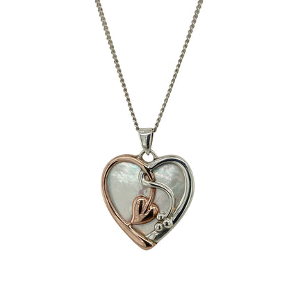 925 Silver & Mother of Pearl Clogau Heart 18" Necklace