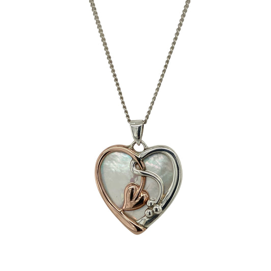 925 Silver & Mother of Pearl Clogau Heart 18" Necklace