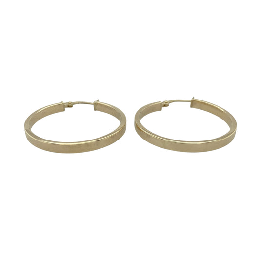 These pre-owned 9ct yellow gold plain hoop creole earrings are a timeless and versatile design, perfect for everyday wear.

Design: Featuring a classic plain hoop design with a polished yellow gold finish, these creole earrings offer a simple and traditional look that can be easily paired with other jewellery.
Material: Made from 9-carat yellow gold.
Earring Detail: Plain hoop creole earrings.
Size & Weight: Total weight 1.60 grams.